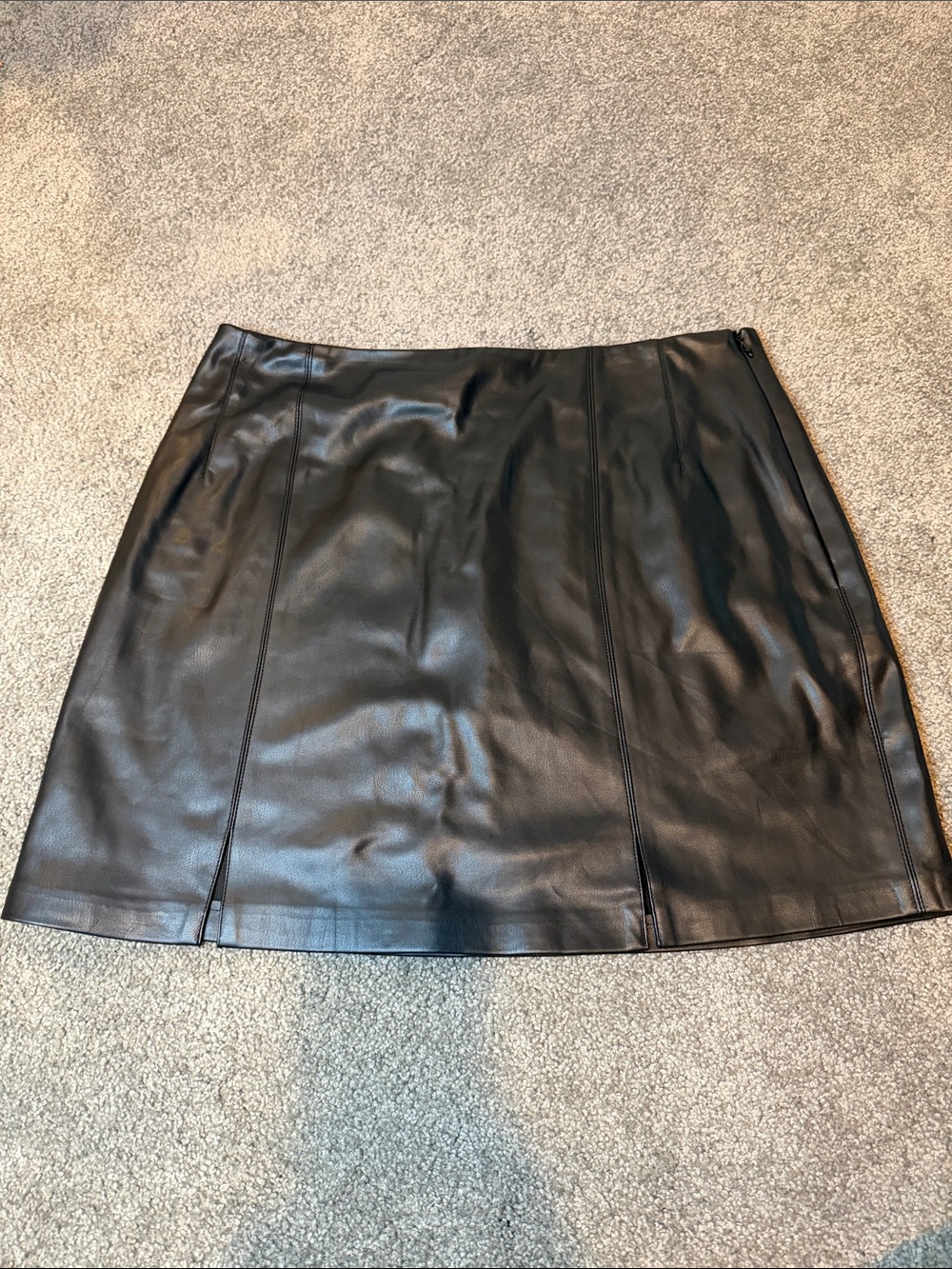 Top Shop Black Faux Leather Mini Skirt - Sleek A-Line Design